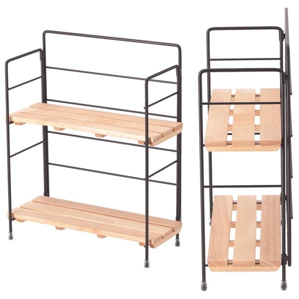 棚 ラック 2段 北欧 卓上 ディスプレイ キッチン収納 収納ラック 収納棚 おしゃれ オープンラック リビング 折り畳み 折りたたみインテリアラック 送料無料 |  | 04
