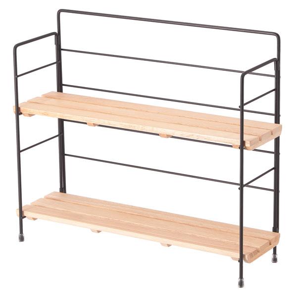 棚 ラック 2段 ワイド 北欧 卓上 ディスプレイ キッチン収納 収納ラック 収納棚 おしゃれ スリム オープンラック リビング 折り畳み ウッド ミニシェルフ |  | 01