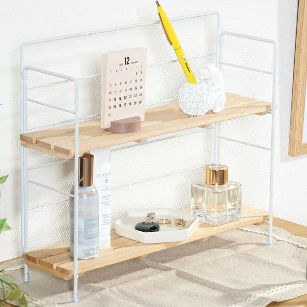棚 ラック 2段 ワイド 北欧 卓上 ホワイト ディスプレイ キッチン収納 収納ラック 収納棚 おしゃれ スリム オープンラック リビング 折り畳み 収納ラック |  | 01