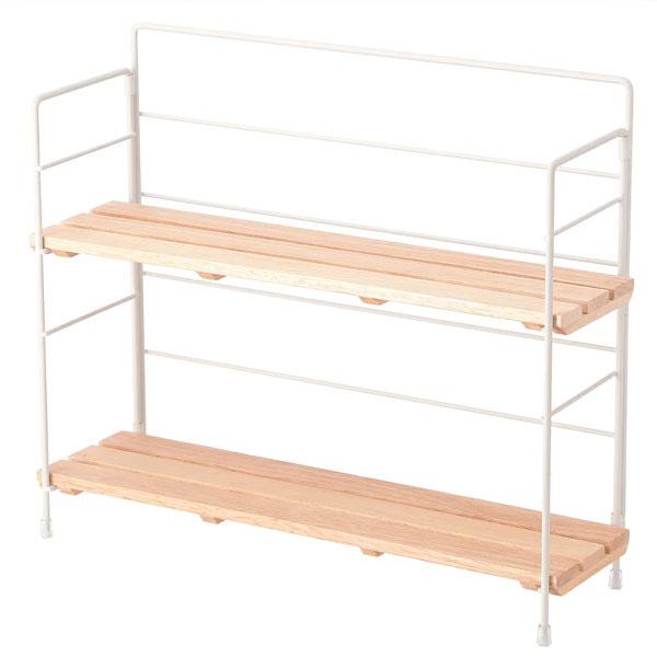 棚 ラック 2段 ワイド 北欧 卓上 ホワイト ディスプレイ キッチン収納 収納ラック 収納棚 おしゃれ スリム オープンラック リビング 折り畳み 収納ラック |  | 03