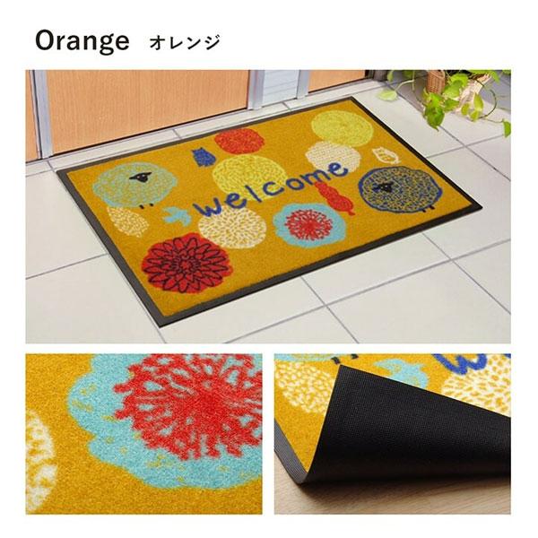 玄関マット マット 屋外用 北欧 水洗い 屋外 滑り止め 店舗 ドアマット ラバー グリーン オレンジ WELCOME 泥落とし 洗える 水洗い可 おしゃれ |  | 05