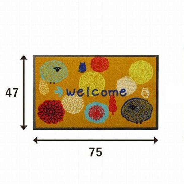玄関マット マット 屋外用 北欧 水洗い 屋外 滑り止め 店舗 ドアマット ラバー グリーン オレンジ WELCOME 泥落とし 洗える 水洗い可 おしゃれ |  | 06