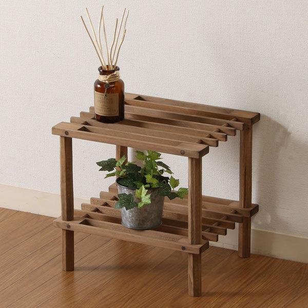 ラック 棚 木製 送料無料 収納 オープンラック シェルフ おしゃれ オープンシェルフ 多目的ラック フォールディングラック 花台 フラワースタンド 2段タイプ | 