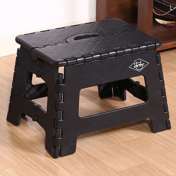 折りたたみ椅子 アウトドア コンパクト 踏み台 高さ22cm ブラック スツール 耐荷重150kg 86074 | 