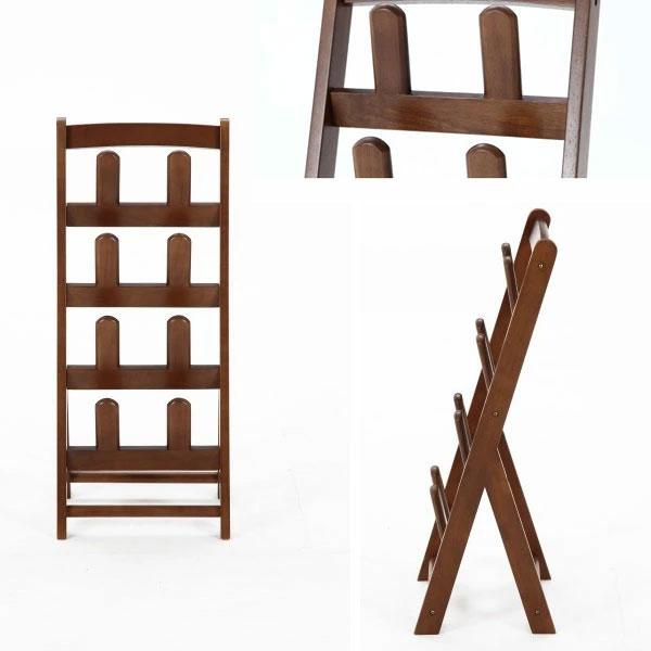 スリッパラック スリッパスタンド ブラウン 折りたたみ 木製 ルームシューズラック 玄関 エントランス 入口 来客 幅275×奥行230×高さ640mm |  | 03