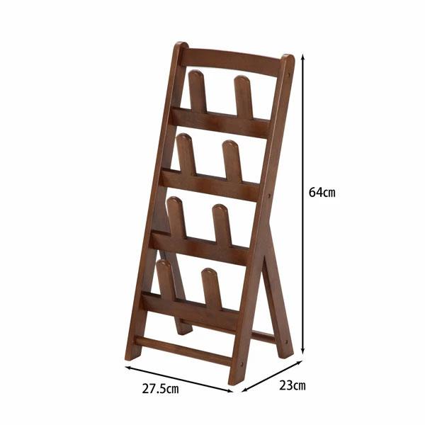スリッパラック スリッパスタンド ブラウン 折りたたみ 木製 ルームシューズラック 玄関 エントランス 入口 来客 幅275×奥行230×高さ640mm |  | 04