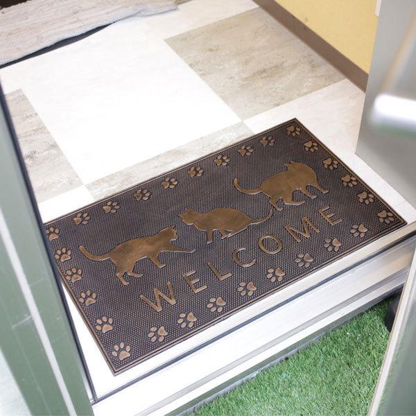玄関マット 屋外 業務用 泥落とし 屋内 おしゃれ 洗える おしゃれ ドアマット 滑り止め かわいい welcome 新生活 送料無料 ネコ 猫 |  | 01