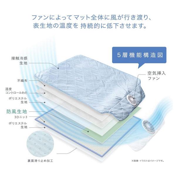 西川 エアブリーズマット 送風式冷感マット 約115×90cm ファン付き 冷感 クールマット 3Dメッシュ 接触冷感 ひんやり 敷きパッド USB給電 暑さ対策 ポイント | 西川 | 03
