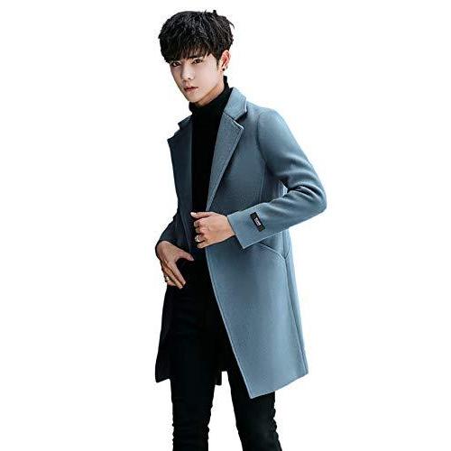 憧れの ジャケット ロングコート メンズ チェスターコート ロング丈 42 青 M Ma05 美シルエット ジャケット メルトン ビジネス コート パーカー qhema Com