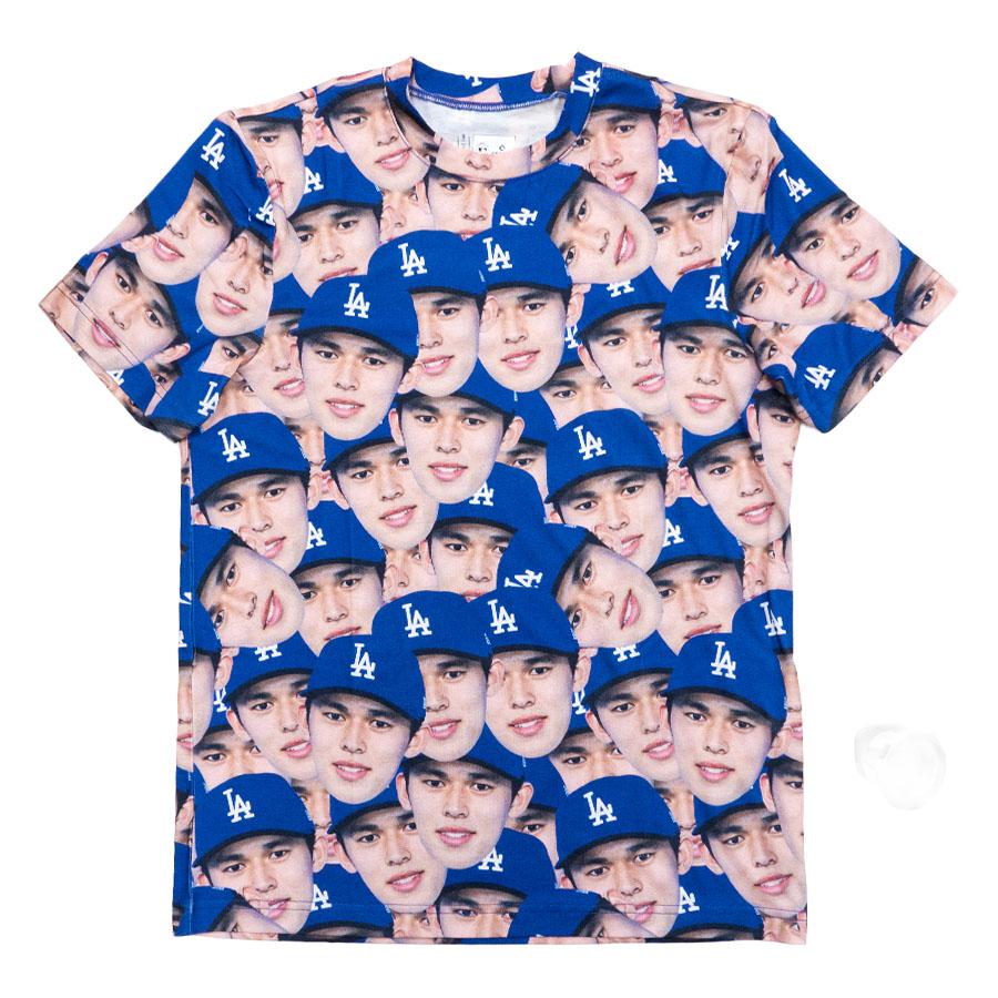 佐々木朗希 フェイス総柄Tシャツ MLB 佐々木朗希 ドジャース Tシャツ フェイス オールオーバー All-Over
