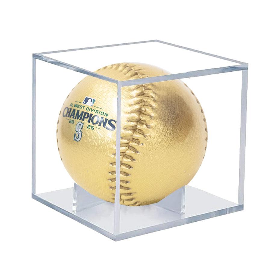 MLB マリナーズ ボール 【球場限定品】AL West Division Champions 2025 Baseball With UV Protection Display Case Rawlings ゴールド 2512mblの画像
