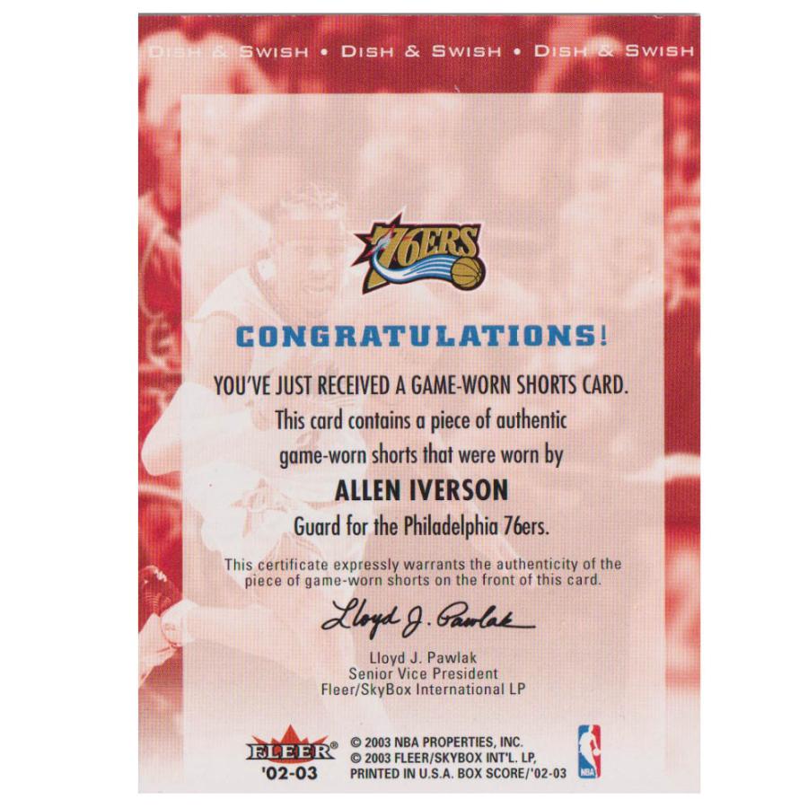 アイバーソン　カード　Allen Iverson 02-03 Fleer アイバーソン カード Allen Iverson 02-03 Fleer 2002-03 Fleer Ultra