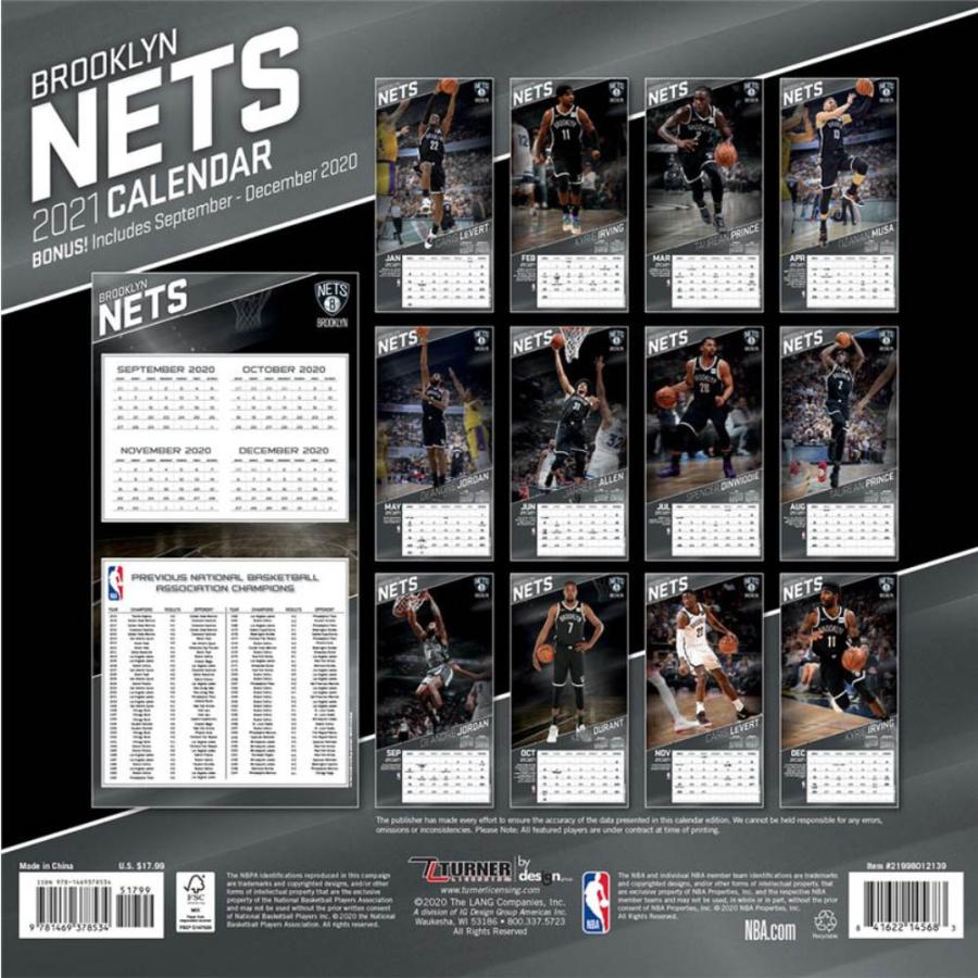 ブルックリン ネッツ カレンダー Nba 21年版 チーム 壁掛け ポスター インテリア Turner Nba 0926cal02 バッシュ バスケグッズ Selection 通販 Yahoo ショッピング