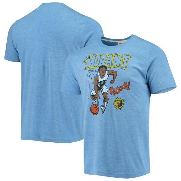 ジャ・モラント Tシャツ NBA グリズリーズ Comic Book Player Tri-Blend T-Shirt Homage ライトブルー｜selection-basketball