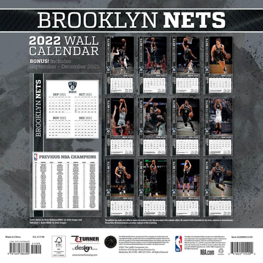 Nba カレンダー 22年 ブルックリン ネッツ 12x12 Team 壁掛け Calendar Turner Nba cal15 バッシュ バスケグッズ Selection 通販 Yahoo ショッピング