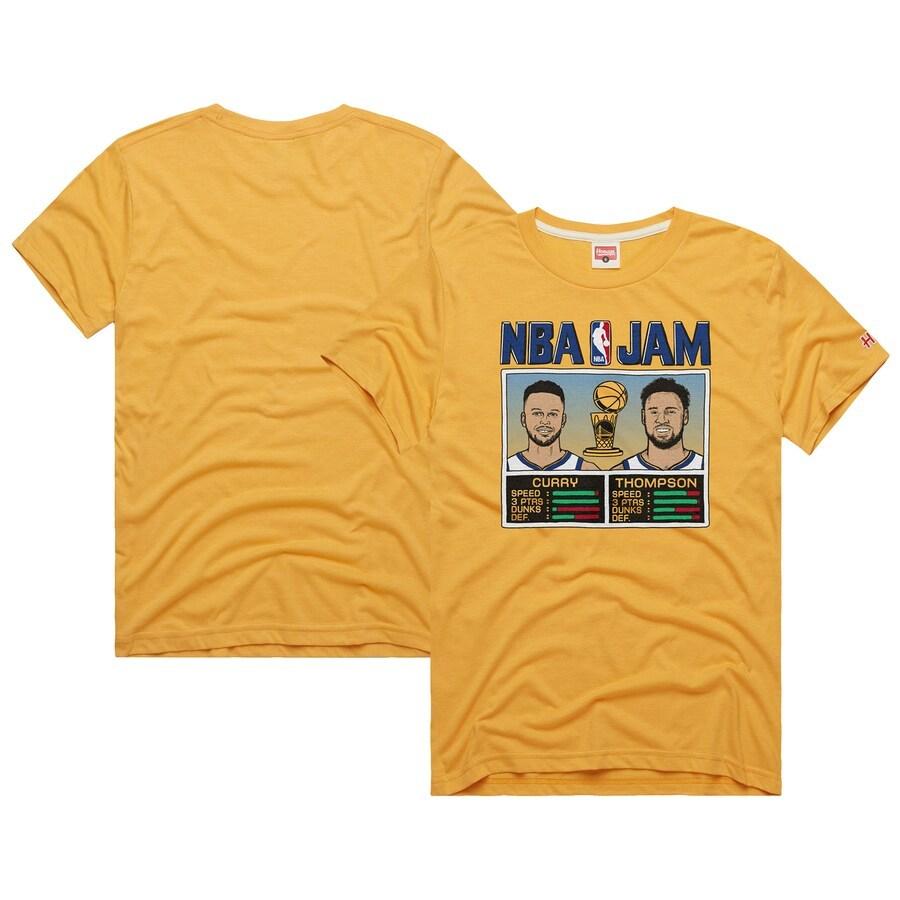 NBA Stephen Curry &Klay Thompson ウォリアーズ Tシャツ NBAファイナル2022 優勝記念 Champions T-Shirt Homage ゴールド｜selection-basketball