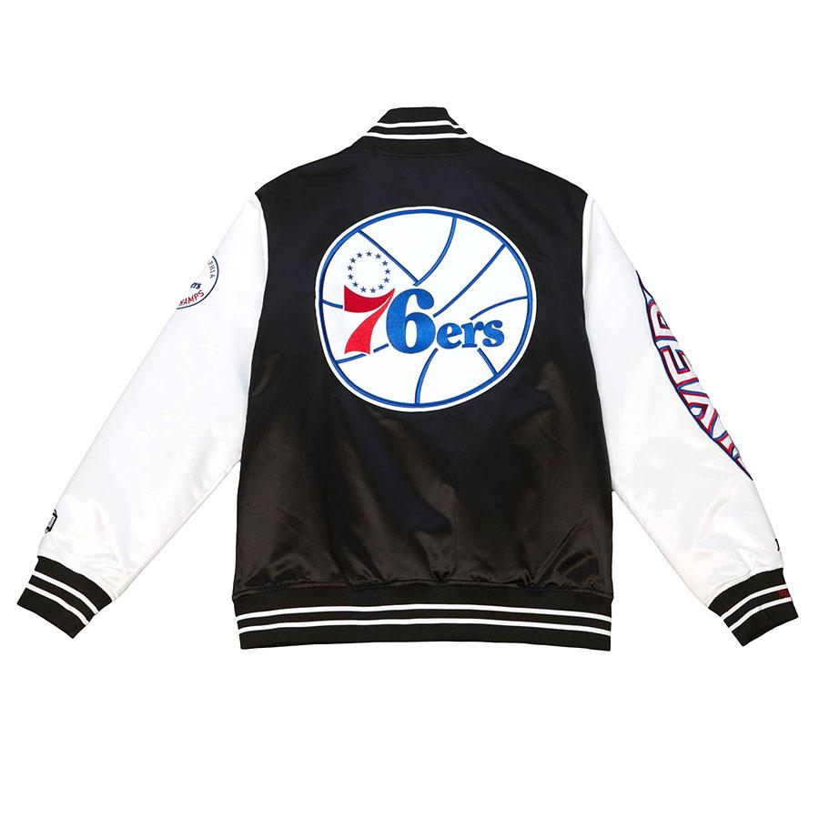 NBA 76ers ジャケット サテン Team Origins Varsity Jacket ミッチェル＆ネス/Mitchell & Ness ブラック｜selection-basketball｜02