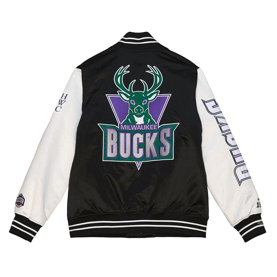 NBA ミルウォーキー・バックス ジャケット サテン Team Origins Varsity Jacket ミッチェル＆ネス/Mitchell & Ness ブラック｜selection-basketball｜02