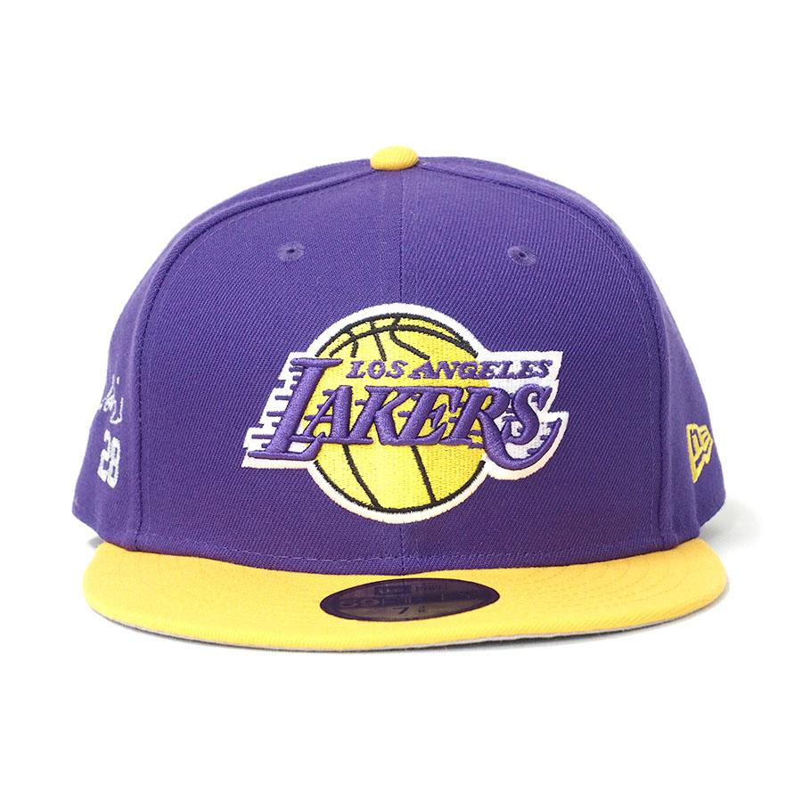 NBA 八村塁 レイカーズ キャップ サイン刺繍入り OTC 2Tone 59FIFTY Fitted Hat ニューエラ/New Era パープル  ゴールド