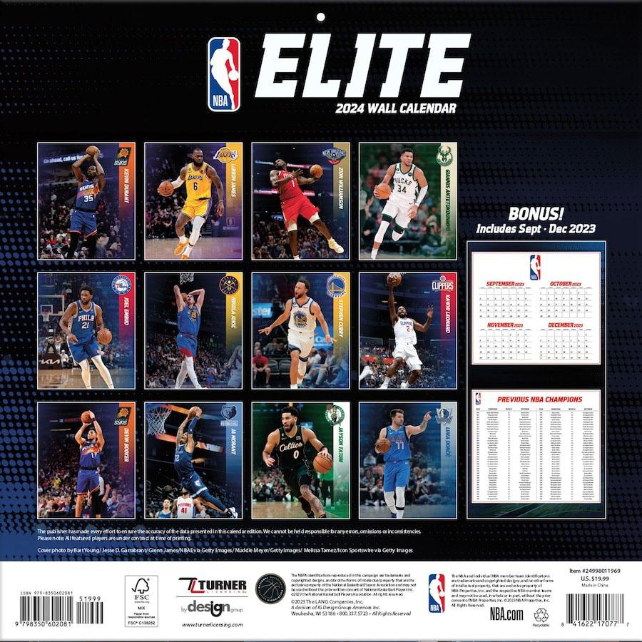 NBA カレンダー 2024 エリート Elite Wall Calendar Turner｜selection-basketball｜02
