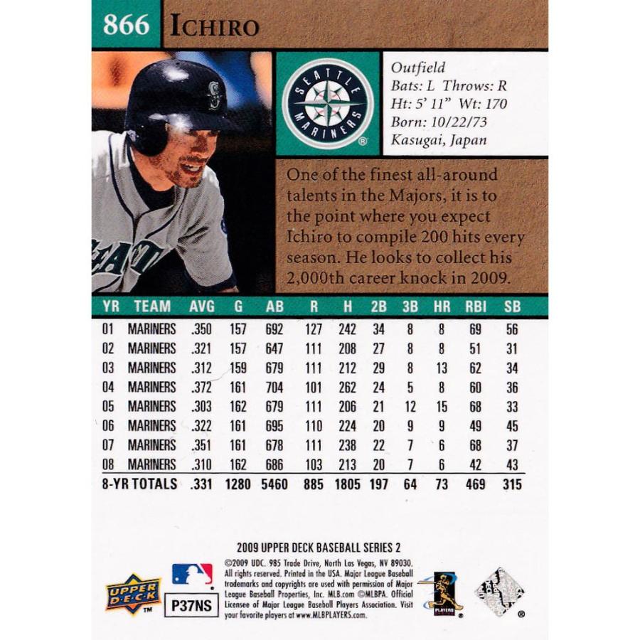 MLB イチロー シアトル・マリナーズ トレーディングカード/スポーツカード 2009 イチロー #866 Upper Deck｜selection-j｜02