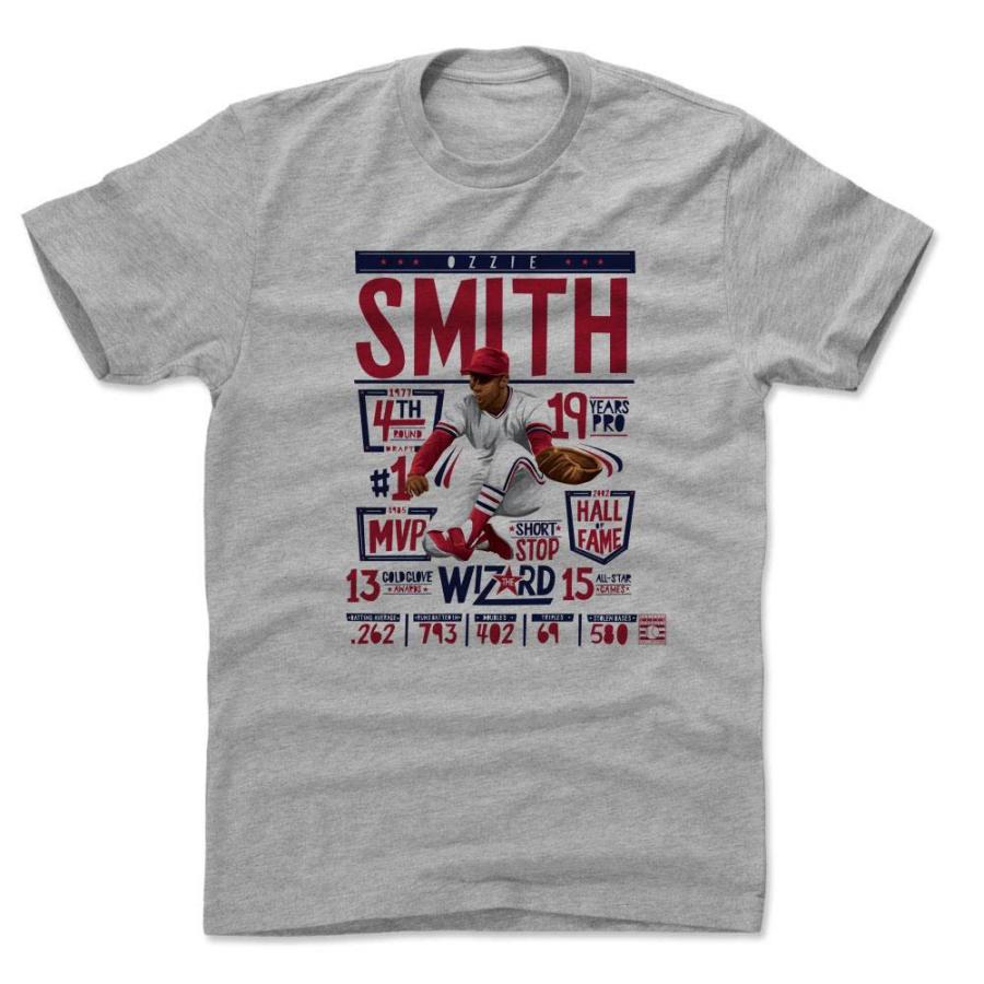 オジー・スミス Tシャツ MLB カージナルス Stats R T-Shirt 500Level ヘザーグレー｜selection-j