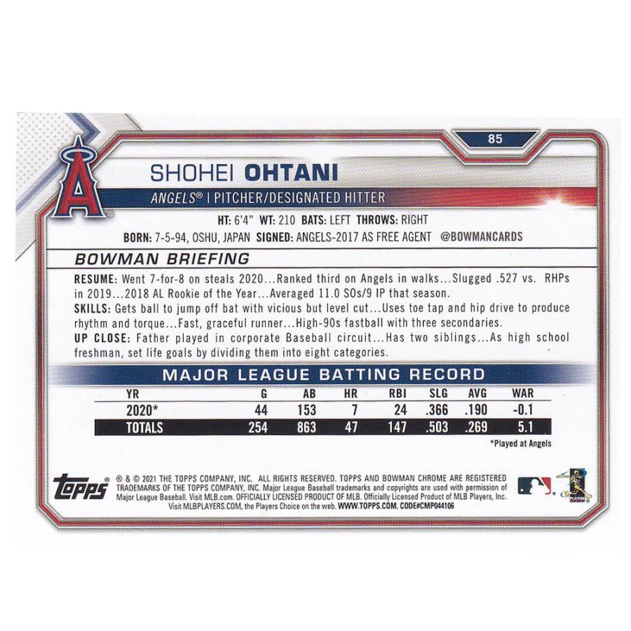 MLB 大谷翔平 エンゼルス トレカ トレーディングカード 2021 Bowman