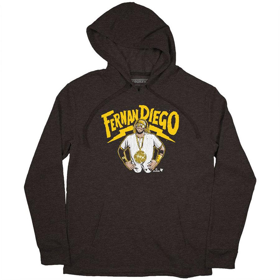 【海外限定版】MLB フェルナンド・タティス ジュニア パドレス パーカー Fernandiego Hoodie Breaking T ブラウン｜selection-j