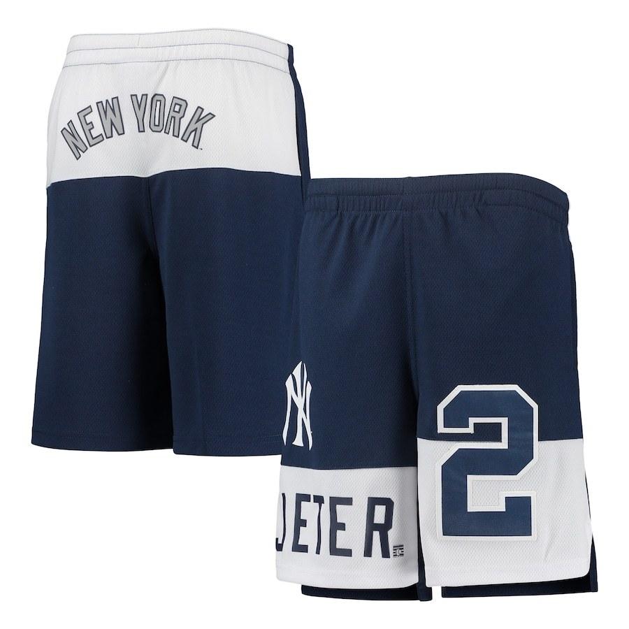 MLB デレク・ジーター ヤンキース ショーツ ユース キッズ Youth パンデモニウム ネーム＆ナンバー ハーフパンツ ネイビー