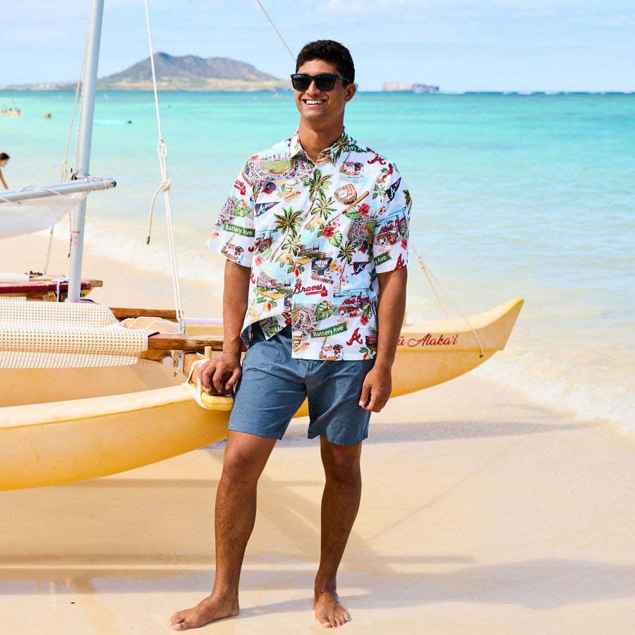 MLB ブレーブス アロハシャツ ハワイアン Scenic Aloha Shirt レイン