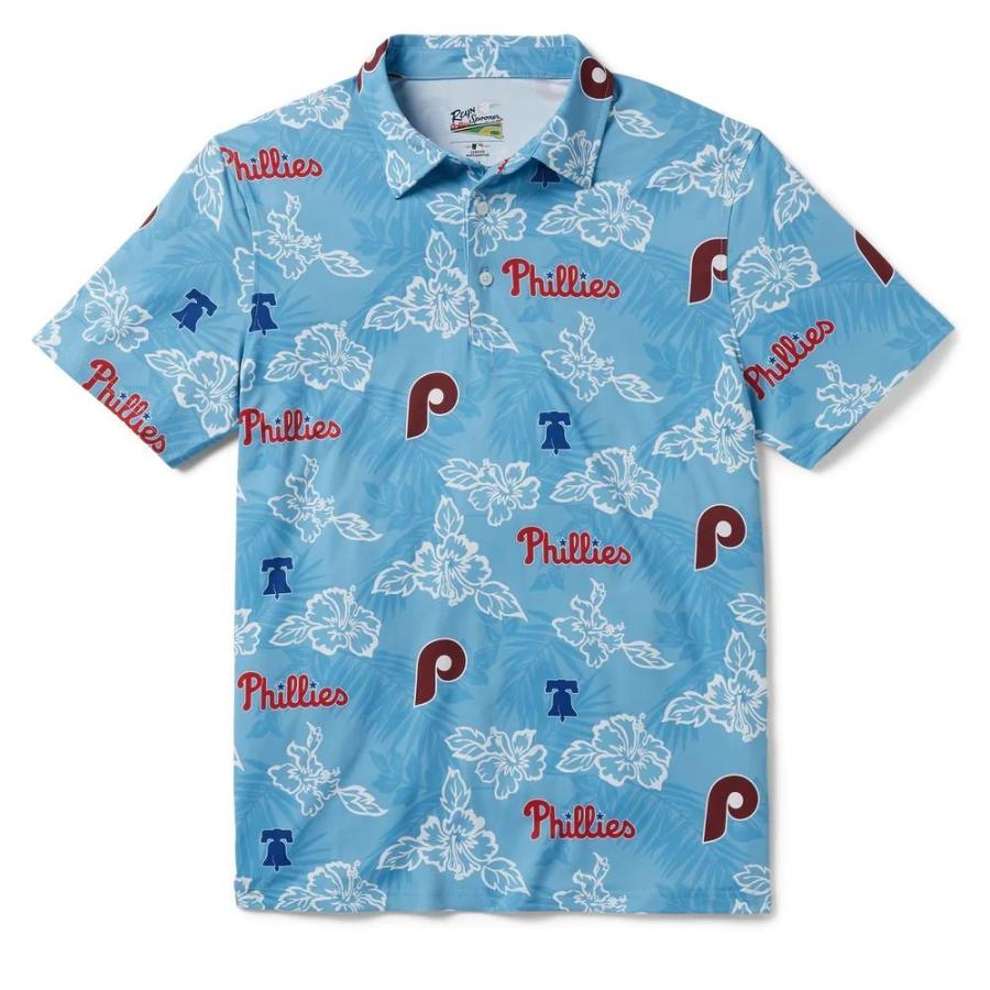 値引販売 MLB フィリーズ ポロシャツ ハワイアン PUA PERFORMANCE POLO レインスプーナー Reyn Spooner ライトブルー