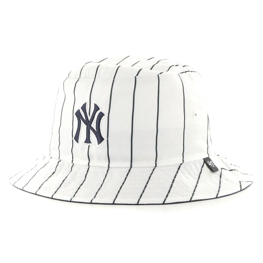 MLB ヤンキース バケットハット キャップ Pinstriped Bucket 47Brand ホワイト ネイビー mlb