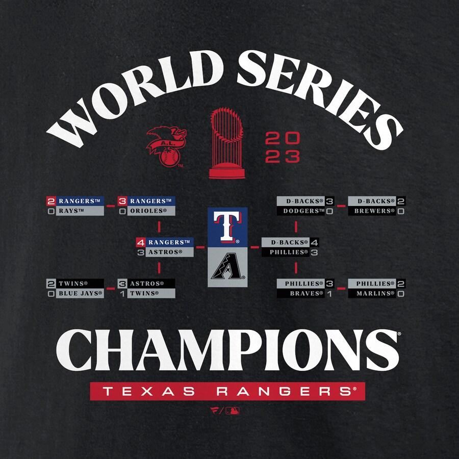 MLB レンジャーズ Tシャツ 2023 ワールドシリーズ 優勝記念 Champions Milestone Schedule Fanatics ブラック｜selection-j｜05