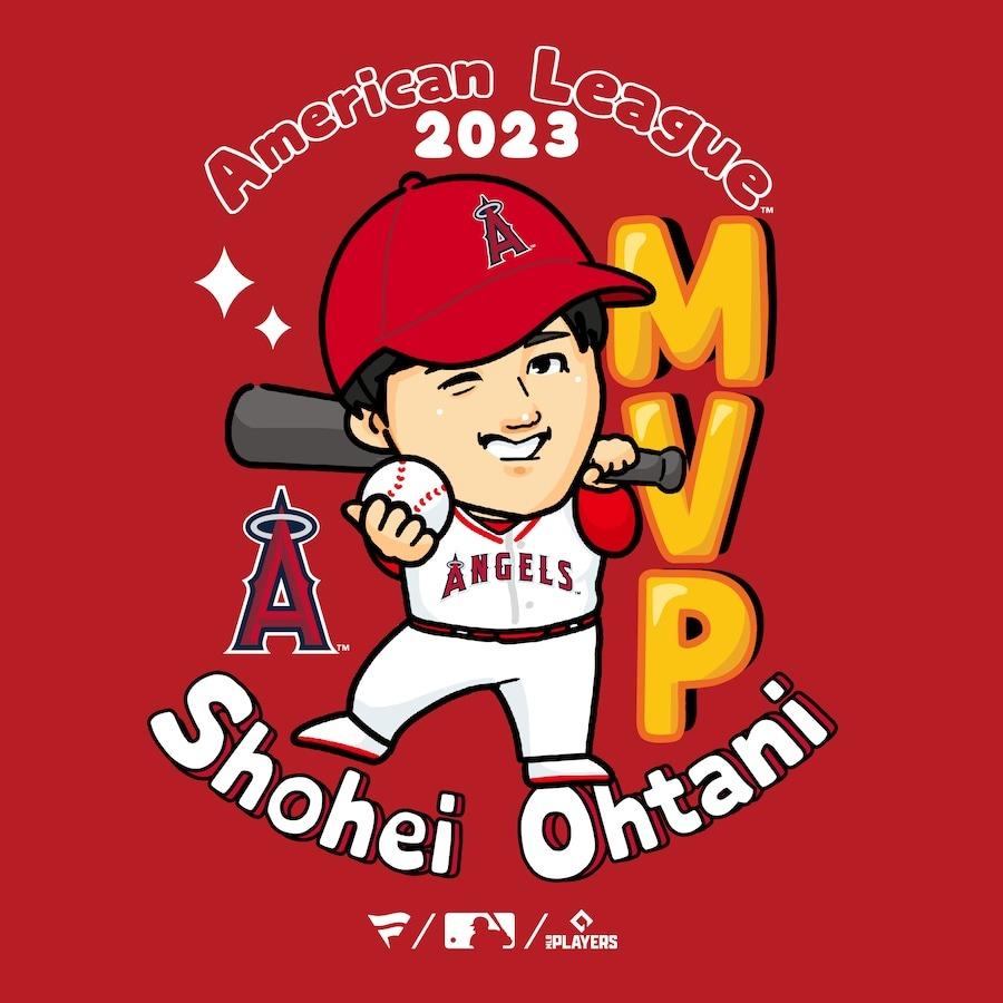 MLB 大谷翔平 エンゼルス Tシャツ 2023 AL MVP受賞記念 Tee イラスト Fanatics Branded レッド｜selection-j｜03