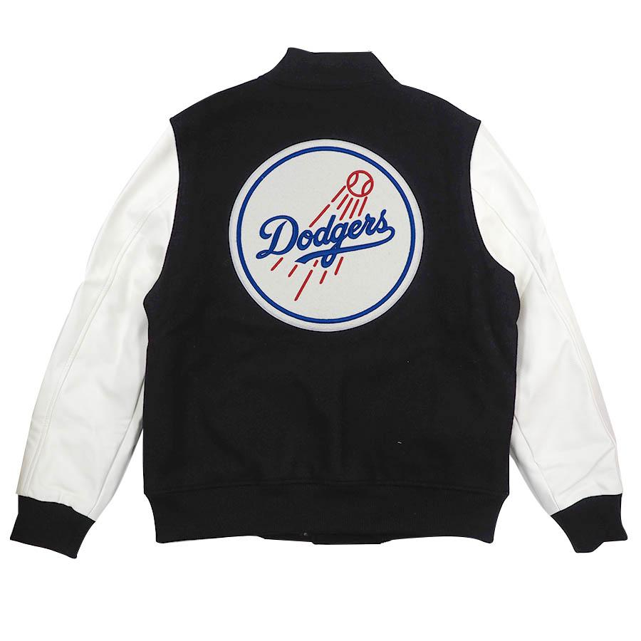 MLB ドジャース ジャケット 2700 - MEN'S VARSITY JACKET (2-Tone Sleeve WS Logo) Pro Standard プロスタンダード Black/White｜selection-j｜02