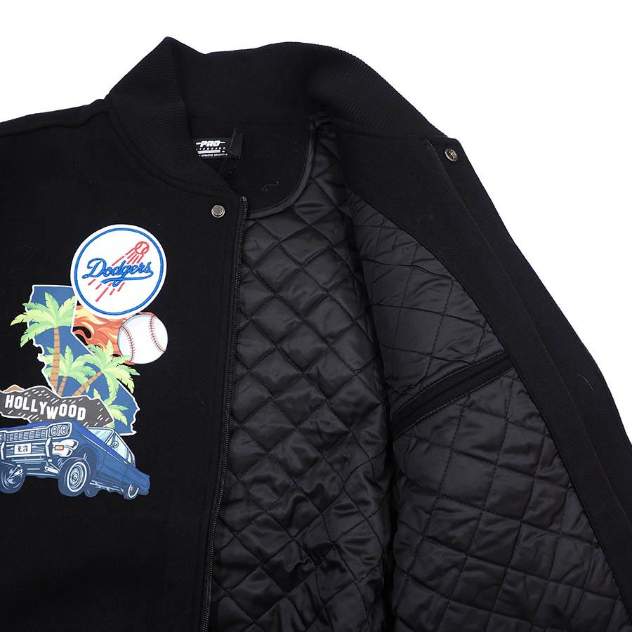 MLB ドジャース ジャケット 2700 - MEN'S VARSITY JACKET (2-Tone Sleeve WS Logo) Pro Standard プロスタンダード Black/White｜selection-j｜05