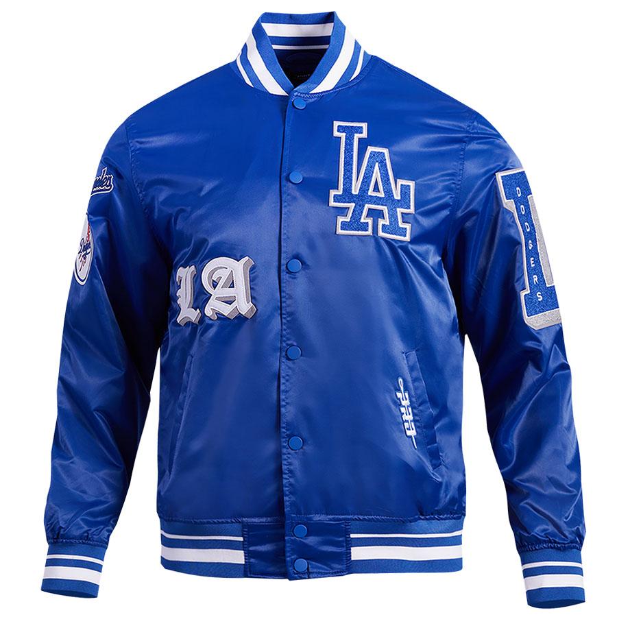 MLB ドジャース ジャケット OLD ENGLISH RIB サテン スタジャン MLB ドジャース ジャケット OLD ENGLISH RIB サテン スタジャン