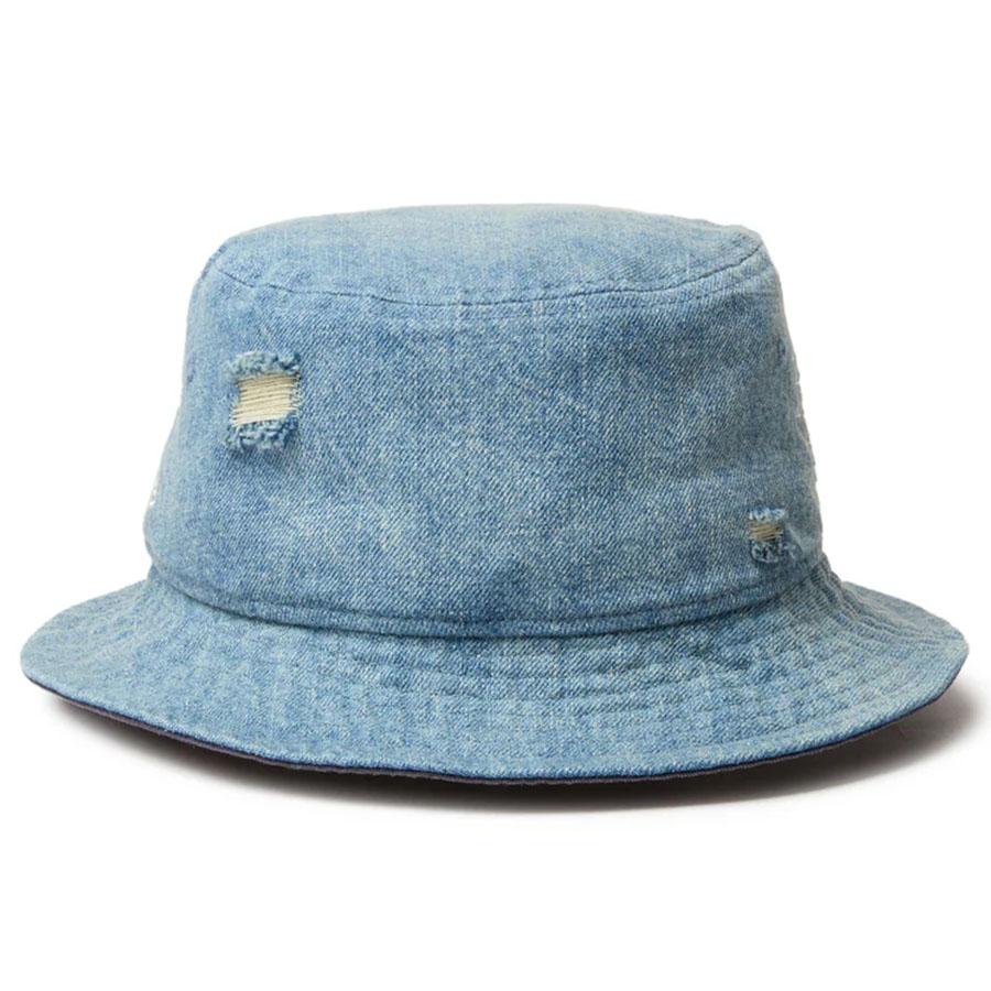 【レア】ニューエラ　NEW ERA バケハ デニム　ダメージ 無地　X-XL NEW ERA MLB ヤンキース バケットハット Bucket ダメージ