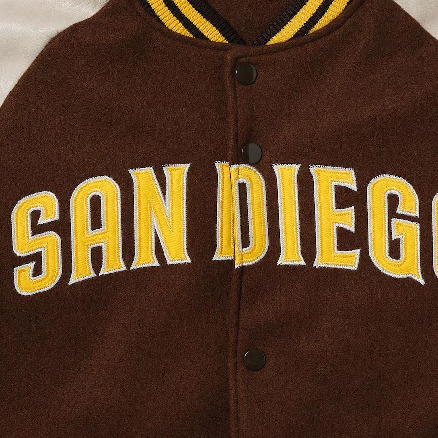 パドレス クーパーズタウン製 スタジャン ナイロンジャケット ブラウン