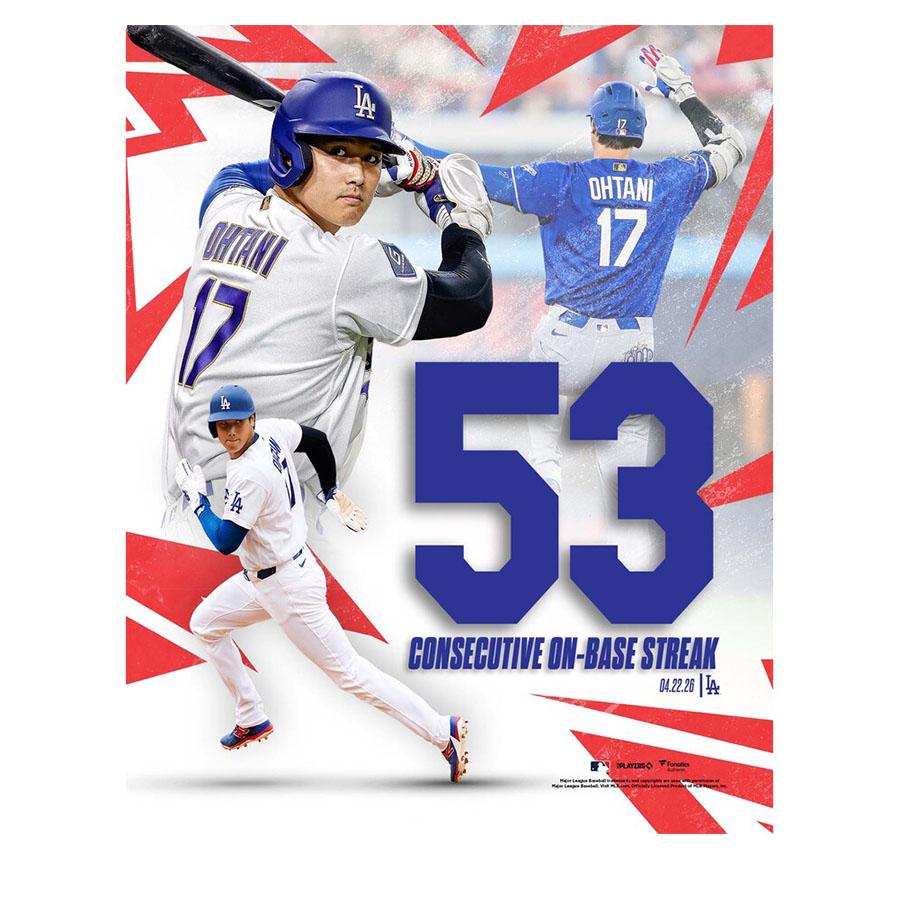 MLB 大谷翔平 ドジャース フォト ポスター 2025・2026 シーズン 53試合連続出塁 Collage Photograph Fanatics |  | 01