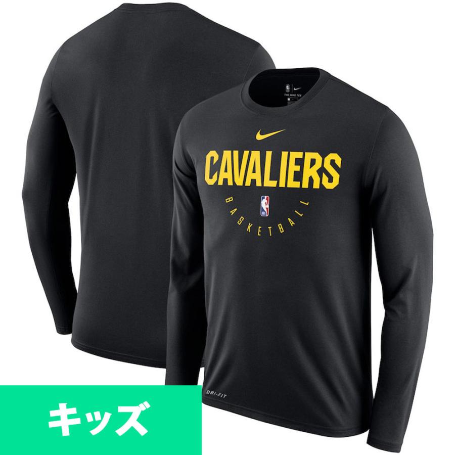 22激安通販 バスケットボール キッズのスポーツコーデに Nbaチームロゴtシャツ Nba キャバリアーズ Tシャツ ドライ プラクティス ロングスリーブ ナイキ Nike ブラック Www Threeriversofs Com