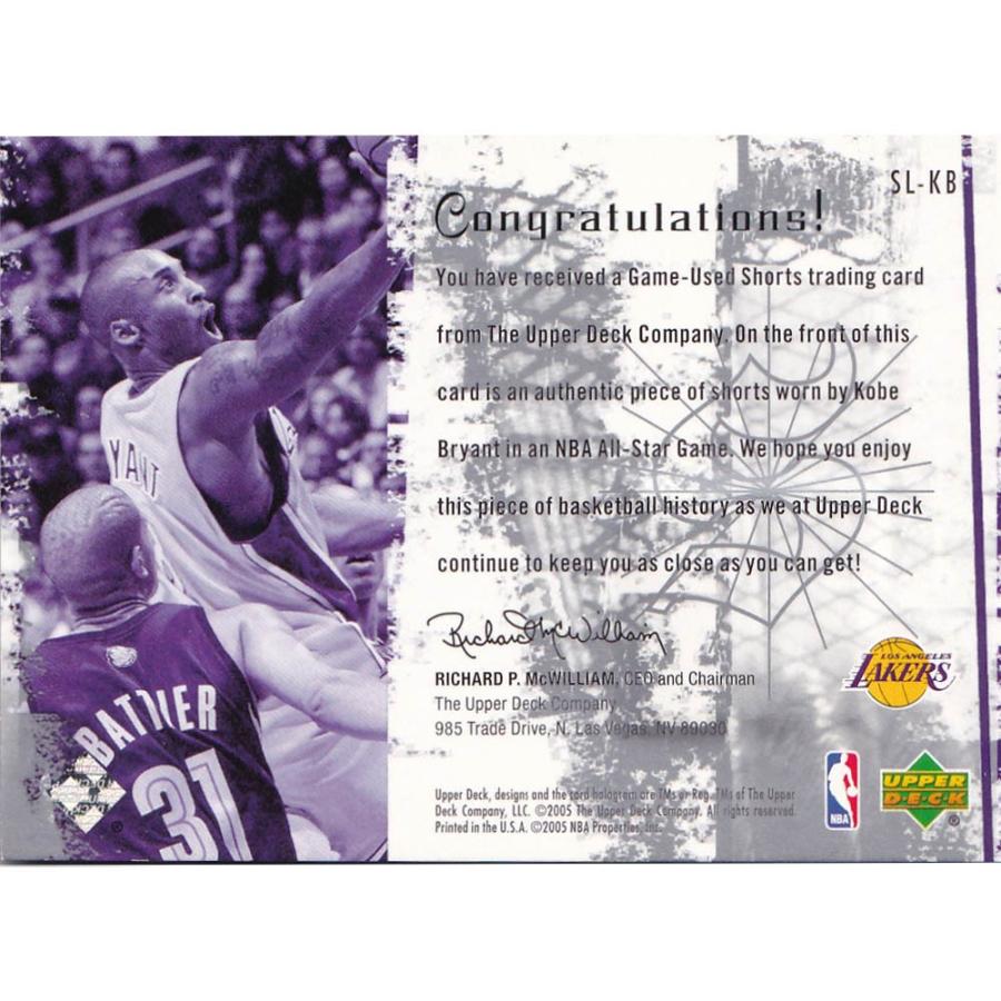 NBA コービー・ブライアント レイカーズ トレーディングカード/スポーツカード 2005 Kobe Jersey  #SL-KB Upper Deck｜selection-j｜02