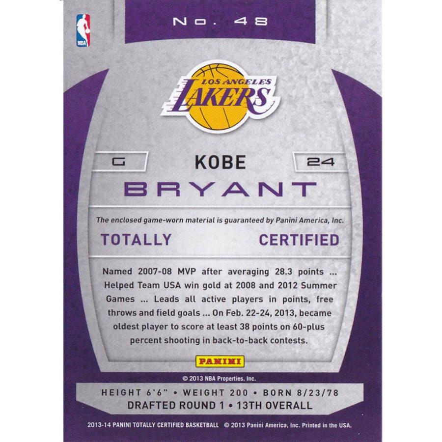 NBA コービー・ブライアント レイカーズ トレーディングカード/スポーツカード 2013 Kobe Jersey #48 Panini｜selection-j｜02