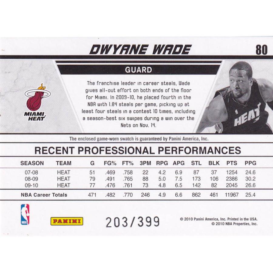 NBA ドウェイン・ウェイド マイアミ・ヒート トレーディングカード 2010-11 Donruss Production Line Die-Cut Stats Materials Panini｜selection-j｜02