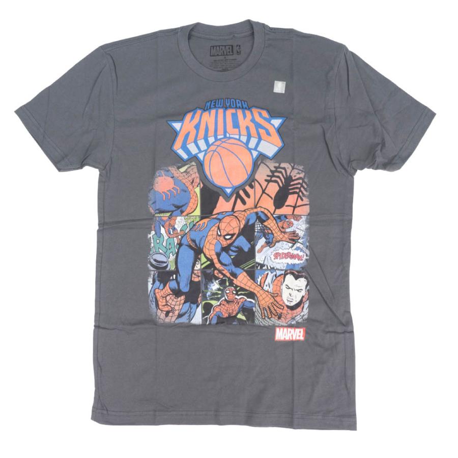 マーベル Tシャツ 半袖 スパイダーマン ニックス Tシャツ グレー NBA 