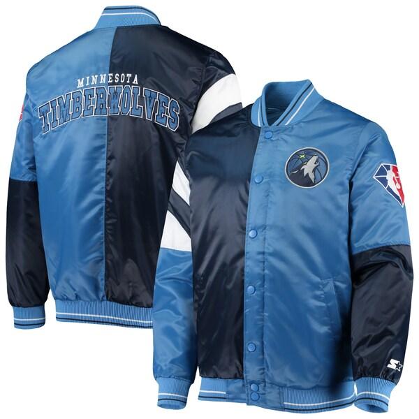 通販激安で人気 Nba ティンバーウルブズ スタジャン 21 カラーブロック サテン ジャケット アウター Starter ネイビーブルー 特価のおすすめ Www Superavila Com