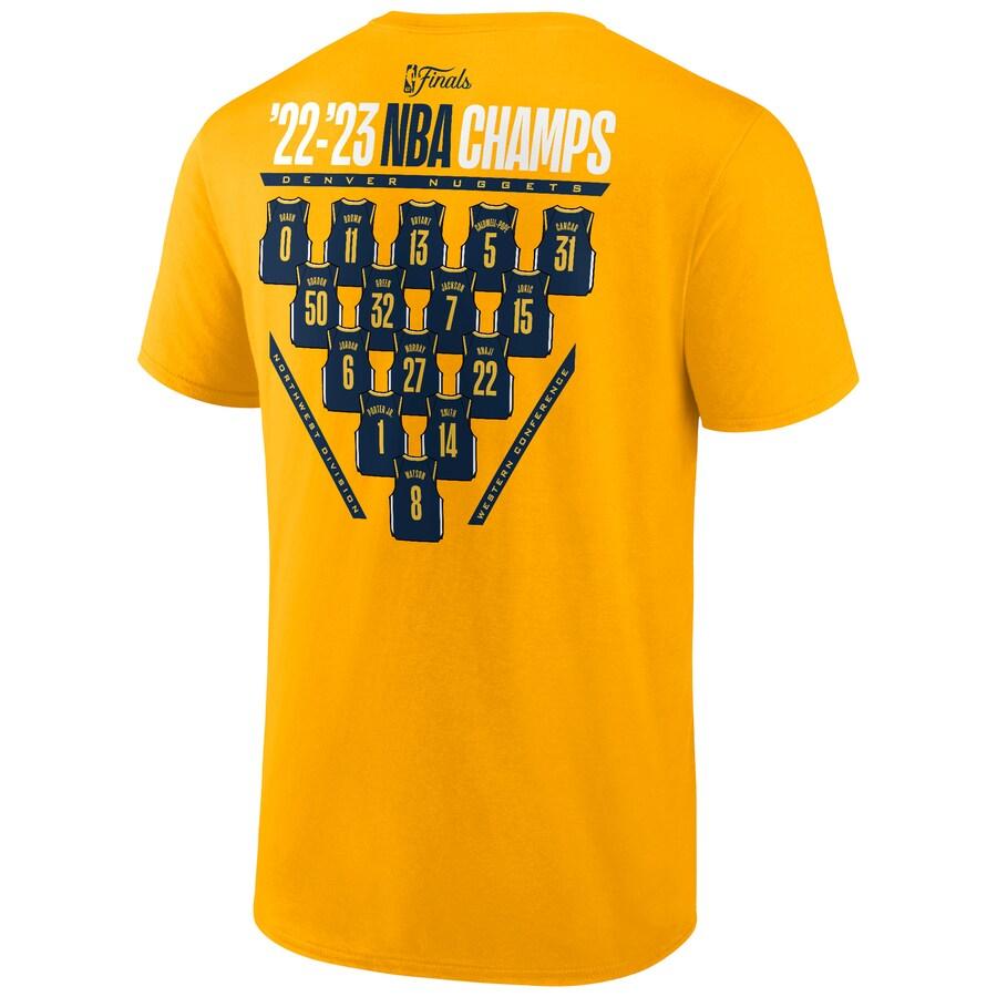 NBA ナゲッツ Tシャツ NBAファイナル2023 優勝記念 Close Out Jersey Roster T-Shirt Fanatics Branded ゴールド｜selection-j｜03