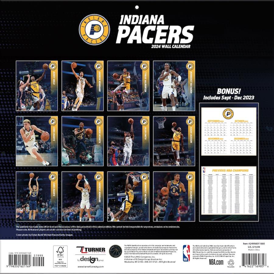 NBA ペイサーズ カレンダー 2024 Team 壁掛け Wall Calendar Turner｜selection-j｜02