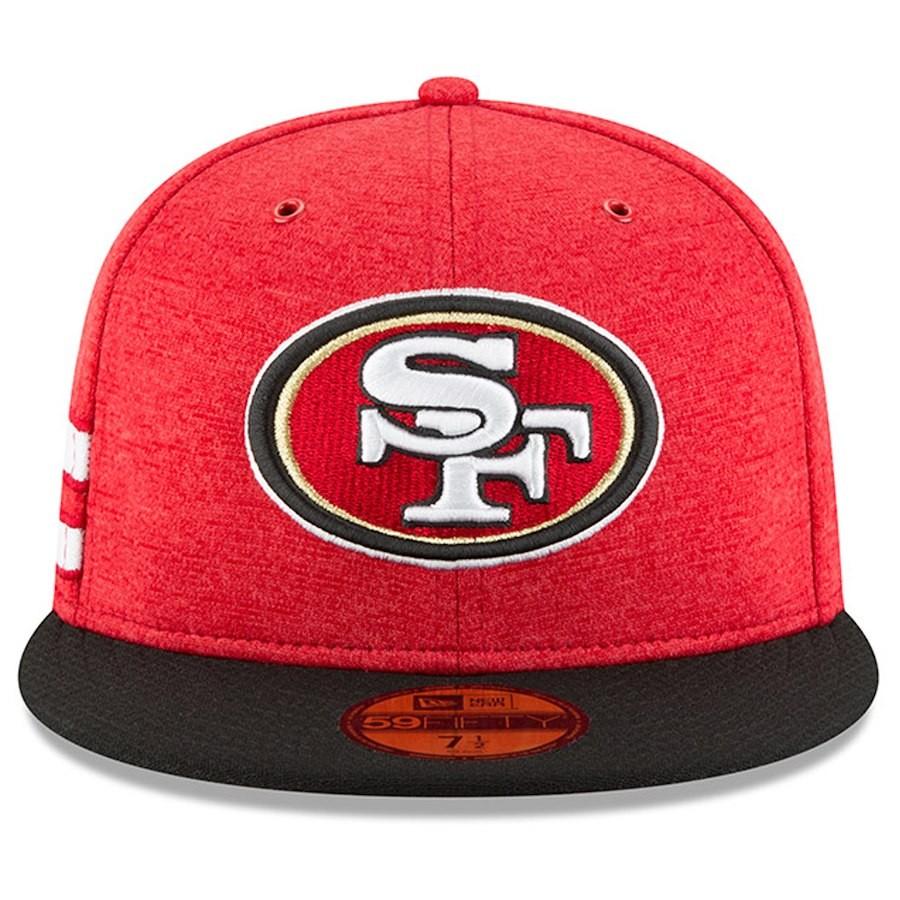 NFL 49ers キャップ/帽子 59FIFTY 2018 選手着用 サイドライン ホーム ニューエラ/New Era スカーレット｜selection-j｜02