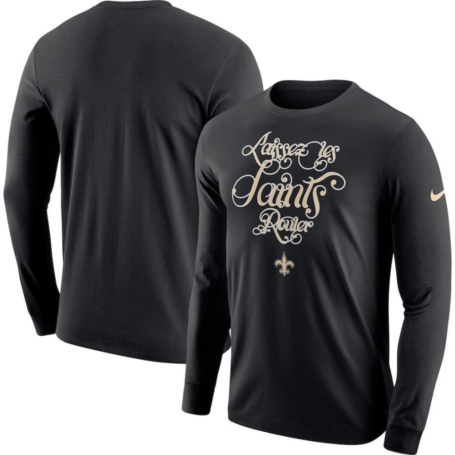 お取り寄せ Nfl セインツ Tシャツ ローカル ロックアップ パフォーマンス 長袖 ナイキ Nike ブラック Purrworld Com